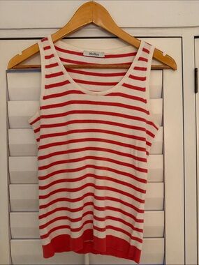 MaxMara Coral and White Striped Ribbed Tank